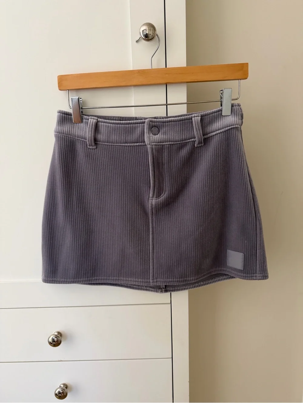 ALO Yoga Ribbed Corduroy Mini Skirt in Slate Gray Super Soft Comfy